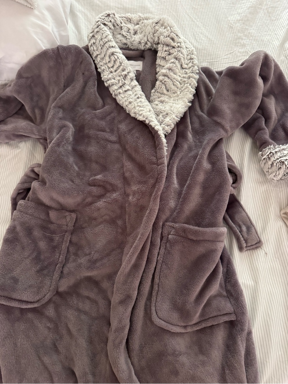 Carole Hochman Purple Fuzzy Robe with Fur Trim